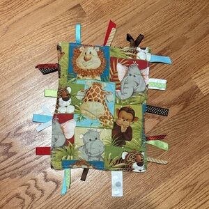 Handmade Zoo Animal Jungle Blanket Tag Taggies Baby Toddler Small